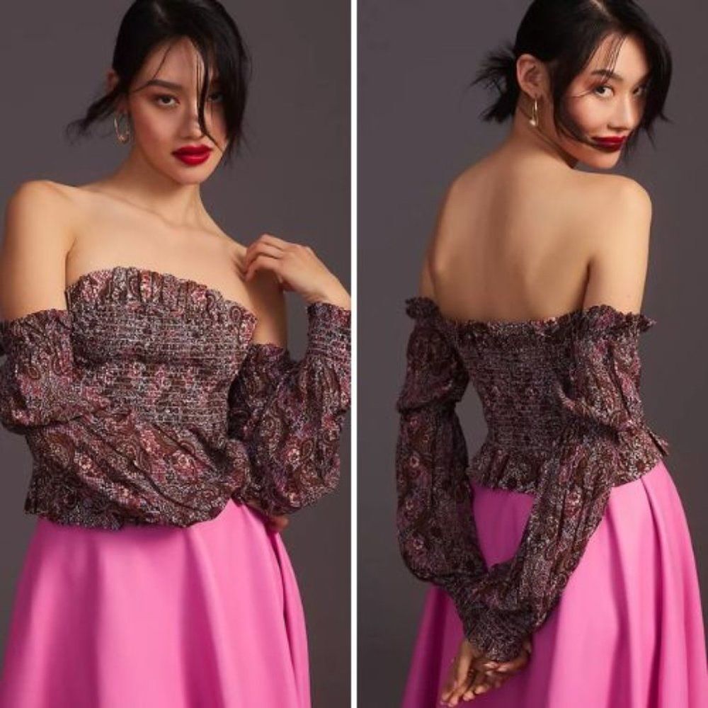 NWT Anthropologie Smocked Off-The-Shoulder Blouse | L